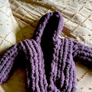 Hand knit chunky hooded cardigan